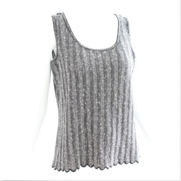 St. John Top Scoop Neck Scallop Hem Knit M - Picture 3 of 6